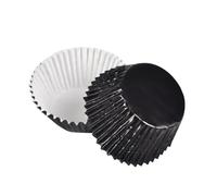 DECOMELODY 100 Pièces Caissettes Cupcakes Aluminium Épaissi Noires Moules Pâtisserie Mini Cupcake Liners pour Muffins à Cuisson Résistant pour et Anniversaires