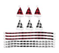 DECOMELODY 12 pièces Mini Bonnet Noël et Écharpe Motif Écossais Accessoires DIY Décoration de Fête Réutilisables pour Ornements Sapin Cadeaux et Artisanat