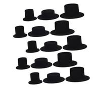 DECOMELODY 15 pièces Mini Chapeaux Noirs Feutrine Flockés pour Poupées Accessoires DIY Décorations de Fête Ludiques et Confortables