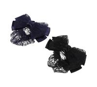 DECOMELODY 2 Pièces Barrettes Filet Chignon Professionnels avec Nœud en Dentelle Accessoires Coiffure pour Femmes Couvre-chignon Doux pour Infirmières Banquiers Hôteliers et Danseuses