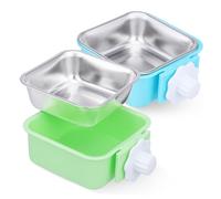 DECOMELODY 2 pièces Bol Suspendu en Acier Inoxydable pour Chien et Chat Bol Alimentaire Sécurisé et Lot de Petits Bols Colorés à Fixer sur Cage Accessoires pour Animaux Polyvalents