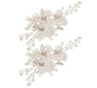 DECOMELODY 2 Pièces Bridal Hair Clips With Pearl Rhinestone Elegant Wedding Barrettes For Brides Bridesmaids Women Secure Fit Floral Hairpins For Updo Styles