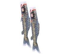 DECOMELODY 2 pièces Drapeau à Vent Forme de Carpe Koi de Décoration Extérieure Adorable pour Jardin Cour et Maison Koinobori Doré et Noir