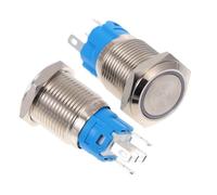 DECOMELODY 2 pièces Interrupteur Bouton Poussoir Étanche avec Anneau Lumineux LED Aluminium Remise à Zéro Plat pour Voiture Kit