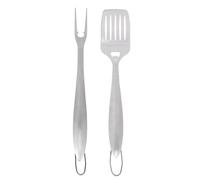 DECOMELODY 2 pièces Kit BBQ Acier Inoxydable Fourchette et Spatule Barbecue Résistantes Accessoires de Cuisson pour Grillades Extérieur Camping et Entre