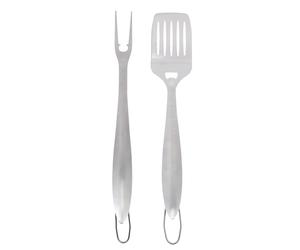 DECOMELODY 2 pièces Kit BBQ Acier Inoxydable Fourchette et Spatule Barbecue Résistantes Accessoires de Cuisson pour Grillades Extérieur Camping et Entre