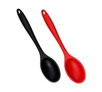 DECOMELODY 2 pièces Lot Cuillères à Soupe Silicone Grandes Louche Antiadhésive Ergonomique Manche Long pour Cuisine Familiale Porridge Soupe Service Rouge et Noir