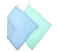 DECOMELODY 2 pièces Lot de Lingettes Garçon Fille Coton Doux et Absorbant Serviettes pour Peau Sensible Multi-usages Nés Garçon et Fille Bleu et Vert