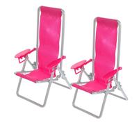 DECOMELODY 2 Pièces Mini Chaise Pliante de Plage Miniature Chaise Longue de Jardin Décorative pour Maison de Poupée Accessoire Dornement Réaliste et Élégant