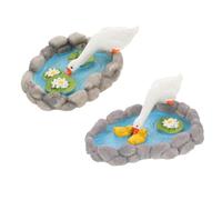 DECOMELODY 2 Pièces Miniature Resin Goose Statue with Lotus Flowers Whimsical Fairy Garden Ornament for Indoor and Outdoor Decor Easy to Clean and