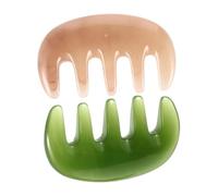 DECOMELODY 2 pièces Peigne à Dents Larges Résine Cire pour Massage Du Chevelu Outil de Soin Apaisant avec Rose et Vert Stimule la Circulation Sanguine et Soulage les Maux de Tête