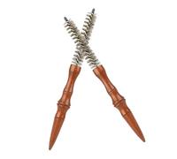 DECOMELODY 2 Pièces Peigne de Coiffure pour Hommes Mini Brosse Rotative à Poils de Sanglier avec Manche Bois Peigne Curling Roll pour Boucles Soin Moustache et Brushing Salon Polyvalent