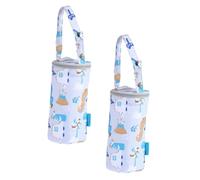 DECOMELODY 2 pièces Pochette Thermique pour Biberon Poussette Oxford Gris avec Isolation et Sangle de Transport Pratique 2pcs