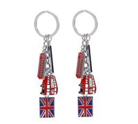 DECOMELODY 2 Pièces Porte Clés Souvenirs Londres Union Jack et Accessoires Voyage et Voiture Touristiques Britanniques