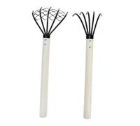 DECOMELODY 2 pièces Râteau à Main pour Palourdes Outils de Creusage de Fruits de Mer Fer et Bois Manche Antidérapant Râteau pour Plage et Jardinage