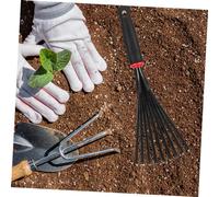 DECOMELODY 2 pièces Râteaux de Jardin à Manche Court Petits Râteaux à Main Ergonomiques pour de Fleurs et Pelouses Lot de Outils Polyvalents pour Désherbage et Nettoyage