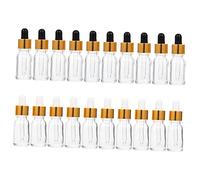 DECOMELODY 20 pièces Flacons Pipette Verre Transparent avec Bouchons Or et Noirs Bouteilles de Stockage pour Huiles Essentielles et Échantillons de Voyage Bouteilles Compte Gouttes Étanches