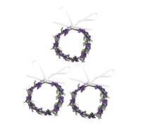 DECOMELODY 3 pièces Couronne de Fleurs Lavande pour Mariée Serre-tête Floral Profond Accessoire Élégant et Confortable pour Mariage Fêtes et Vacances Plage