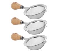 DECOMELODY 3 Pièces Fine Mesh Strainer Set With Wood Handle Stainless Steel Rice Rinser And Kitchen Sieve For Tea Juice Soup Filtration