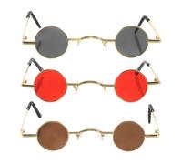 DECOMELODY 3 Pièces monture de lunettes petit cercle lunettes de soleil rondes à la mode lunettes hippies lunettes rondes vintage verres steampunk ronds lunettes de soleil gothiques PC