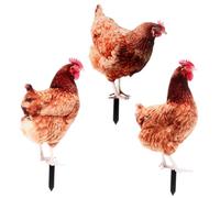 DECOMELODY 3 pièces Piquets de Jardin Poule Acrylique Décor Extérieur pour Pelouse Cour et Jardin Statue Réaliste de Volaille Décorative