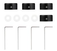 DECOMELODY 4 ensembles Protection Pédale Pied Alliage Aluminium Noir Couvre-boutons pour Effet Guitare avec Tampon Caoutchouc Interne