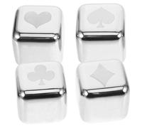 DECOMELODY 4 pièces Acier Inoxydable Glaçons Réutilisables à Motif Poker Refroidissement Rapide pour Vin et Boissons