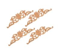 DECOMELODY 4 pièces Appliques Bois Sculpté Non Peint Style Européen Décorations Raffinées pour Portes et Meubles Ornements Bois Longs pour DIY Meubles et Projets Artistiques