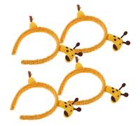 DECOMELODY 4 Pièces Bandeau Girafe Peluche Doux Bandeau Spa Adorable pour Visage Serre-tête Animal Mignon pour Femme Coiffure Fête Maquillage Soins Peau