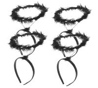 DECOMELODY 4 Pièces Bandeaux Angel Halo Plastique Noir pour Garçon Fille Accessoires Cosplay Confortables et Flexibles pour Fête et Performance