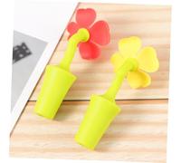 DECOMELODY 4 pièces Bouchon de Bouteille Vin Silicone Créatif Flexible Forme Fleur Réutilisable Étanche Décoration pour Bar et Fête Rouges Jaunes Trèfles Chanceux