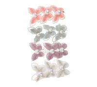 DECOMELODY 4 Pièces Élastiques Téléphone Spirale avec Nœud Dentelle et Perles Faux Accessoires Cheveux Doux et Résistants et Filles Maintien Confortable pour Queue de Cheval