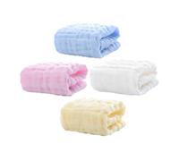 DECOMELODY 4 pièces Lot de Carrés Coton Pur pour Garçon Fille Serviettes et Absorbantes Lingettes Réutilisables pour Lavables Machine Pastel Rose Bleu Jaune Blanc