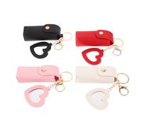 DECOMELODY 4 Pièces Mini Étui à Rouge à Lèvres Portable avec Miroir Forme de Cœur et Porte-clés Pochette Maquillage Compacte pour Rouge à Lèvres Organisateur de Voyage pour Sac à Main