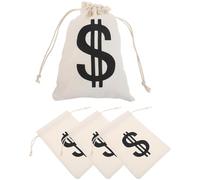 DECOMELODY 4 Pièces Petits Sacs en Toile avec Cordon Pochettes Rangement Pirate pour Bonbons Monnaie et Bijoux Organisateurs Compacts Pochette Décorative Beige