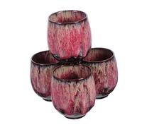 DECOMELODY 4 Pièces Set de Tasses à Thé Kung Fu Céramique Traditionnelle Chinoise Style Résistantes et Faciles à Nettoyer pour Café Espresso et Thé Réunions Intimes