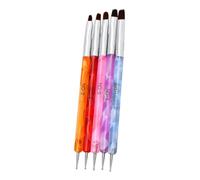 DECOMELODY 5 pièces Pinceaux Nail Art Double-extrémité pour Manucure avec Embouts Boule et Pinceau Nylon Outils de Peinture et Dotting pour Ongles Acrylique Multifonction pour Usage