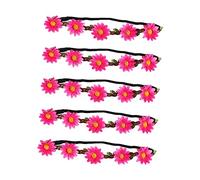 DECOMELODY 5pièces Couronne De Fleurs Artificielles Hawaïenne Bandeau De Tournesol Boho Pour Fêtes à Thème Tropical Événements Plein Air Accessoires De Cheveux Colorés Rosy
