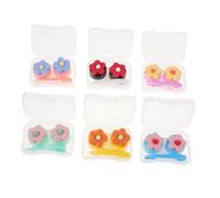 DECOMELODY 6 pièces Boîte de Rangement Lentilles de Contact Étanche Compacte et Boîte Plastique Cosmétique pour Soins des Yeux Voyage et Activités Extérieures Design Fleur Mignon