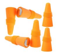 DECOMELODY 6 Pièces Bouchons Vin Silicone Réutilisables avec Base Inox Joint Hermétique pour Bouteilles Standard Préserve Vin Rouge et Blanc et Facile à Utiliser pour Bar et Cuisine