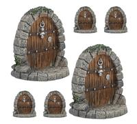 DECOMELODY 6 pièces Miniature Resin Fairy Doors for Outdoor Garden Realistic Tiny House Decorations for Tree Trunks Bonsai Terrarium Accessories Low Maintenance Ornaments