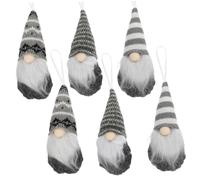 DECOMELODY 6 Pièces Ornements Suspendus Rudolph Faceless Xmas Décoration Sapin Noël Gris Petit Pendentifs pour Maison Fête