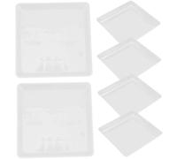 DECOMELODY 6 pièces Plateau Pot Fleur Carré Plastique Set de Supports Arrosage pour Plantes Plateau de Récupération Eau pour Jardinière Carrée Base Protectrice pour Pots de Fleurs Intérieur