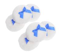 DECOMELODY 6 Pièces Powder Puff Set Soft Plush Long Fluffy Loose Powder Applicator With Bow Handle For Gentle Skin Care Diaper Changing Travel Portable
