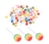 DECOMELODY 60 Pièces Charms pour Ongles Lollipops Résine Colorés Accessoires Miniatures pour Décoration Manucure DIY Ornements Sucrés pour Différents Types Ongles