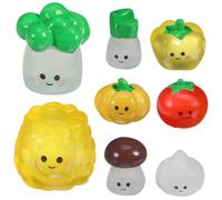 DECOMELODY 8 Pièces Lot de Décorations Miniatures Légumes Artificiels Lumineux Ornements Micro Paysage avec Citrouille Champignon Ail Poivron Tomate et Brocoli Accessoires de Cuisine