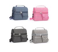 DECOMELODY Alimentaire Double Grand Format Isolant Thermique et Fraîcheur de Déjeuner Imperméable et Pliable pour Femmes et Mamans Noir