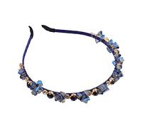 DECOMELODY Bandeau Bandes Rose Cheveux De Perle Métier à Tisser Bande De Cheveux Hommes Strass Bijou Casque Coiffes De Mariée Pour Mariage Groupe Femmes Chapeaux Coiffure Femme Alliage Blue