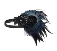 DECOMELODY Bandeau Style Années 20 en Plumage Vertes pour Femmes Accessoire Époque Jazz Bandeau Perlée pour Mariage Bal et Soirées à Thème Vintage