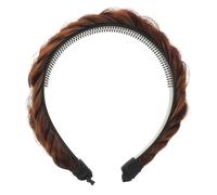 DECOMELODY Bandeau Tressé pour Cheveux Femme Extensions Synthétiques Marron Clair, Décor Strass Cœur, Tresse Queue de Poisson, Accessoire Coiffure Antidérapant, Bandeau pour Usage Quotidien